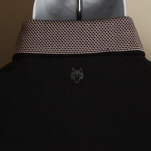 Greyson Men's black w/ pink collar short sleeve golf polo shirt Medium M